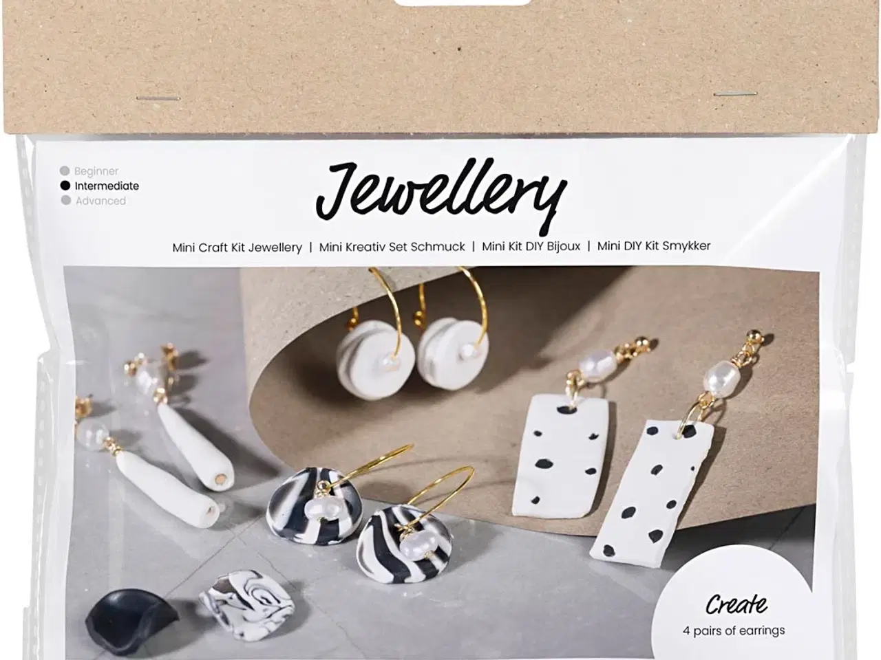Billede 1 - Mini DIY Smykkesæt til Øreringe - Sort & Hvid, 1 pk