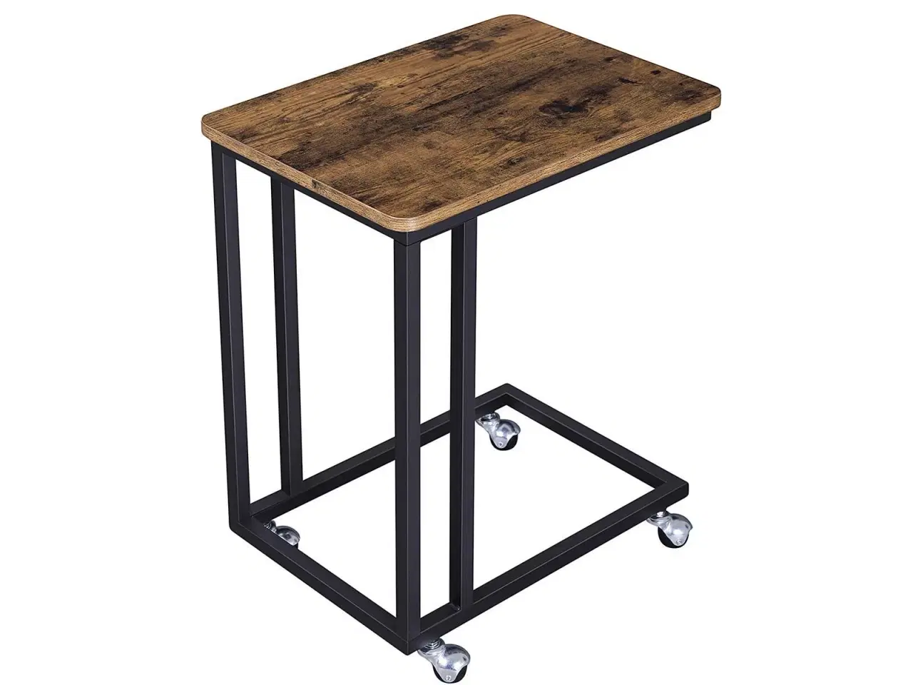 Billede 2 - Sidebord på hjul industrielt, rustik brun/sort, 50 × 35 × 62 cm