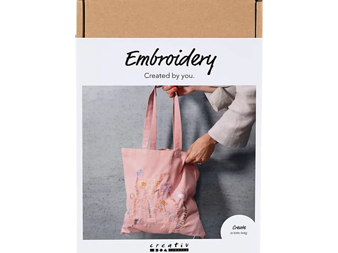 Billede 1 - DIY Kit Broderi, Mulepose, soft rosa, 1 pk.