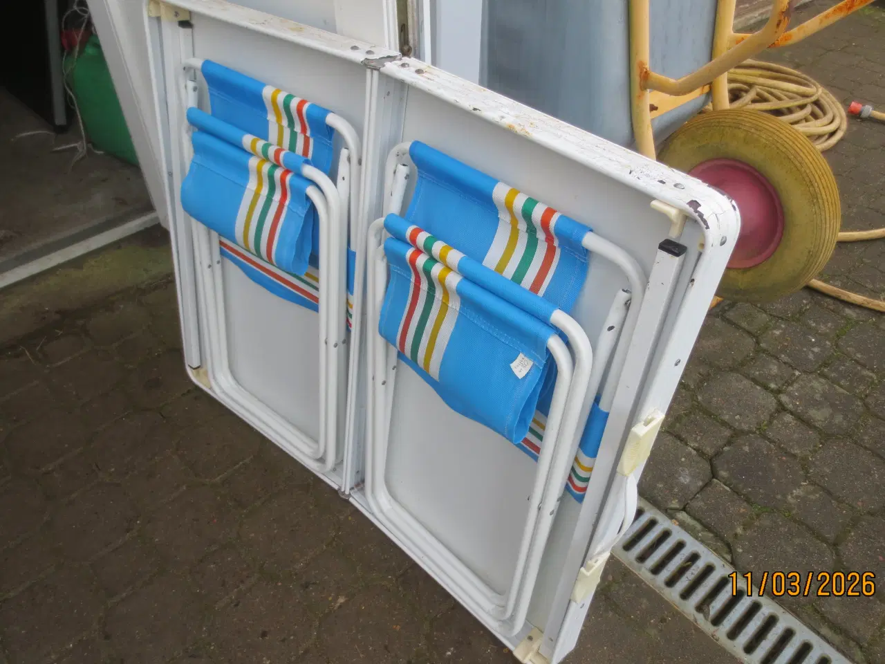 Billede 5 - 1 sæt Retro Stiliaco Campingbord og 4 stole