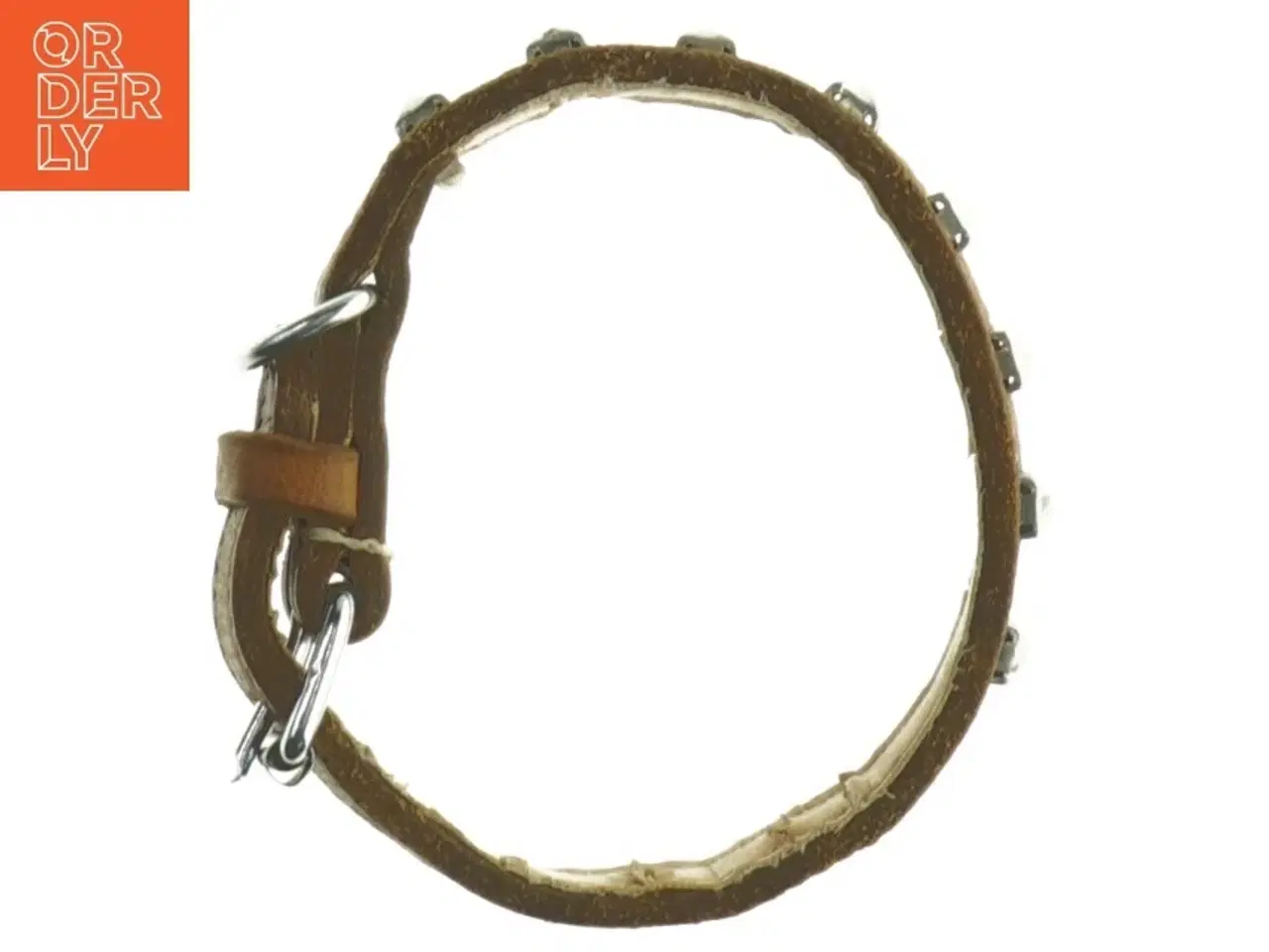 Billede 3 - Brugt læderhalsbånd med nitter (str. Længde 64 cm)