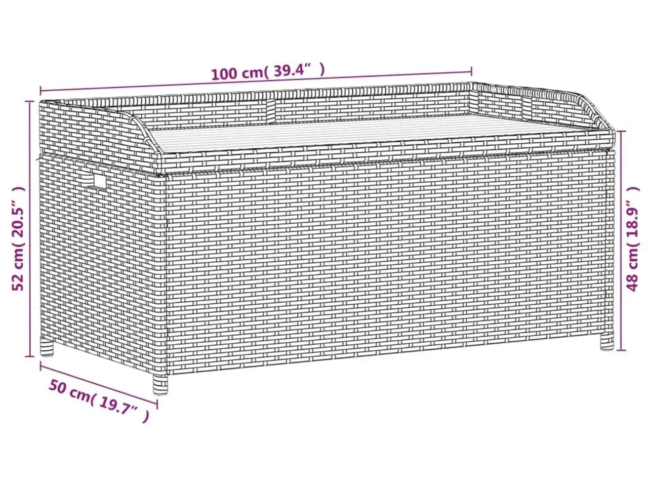 Billede 11 - Opbevaringsbænk 100x50x52 cm polyrattan og akacietræ sort