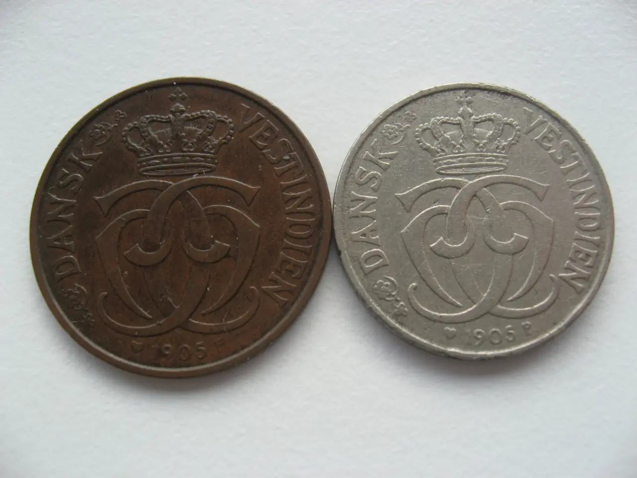 Billede 2 - DVI Flotte 1 Cent/5 Bit & 5 Cents/25 Bit 1905.