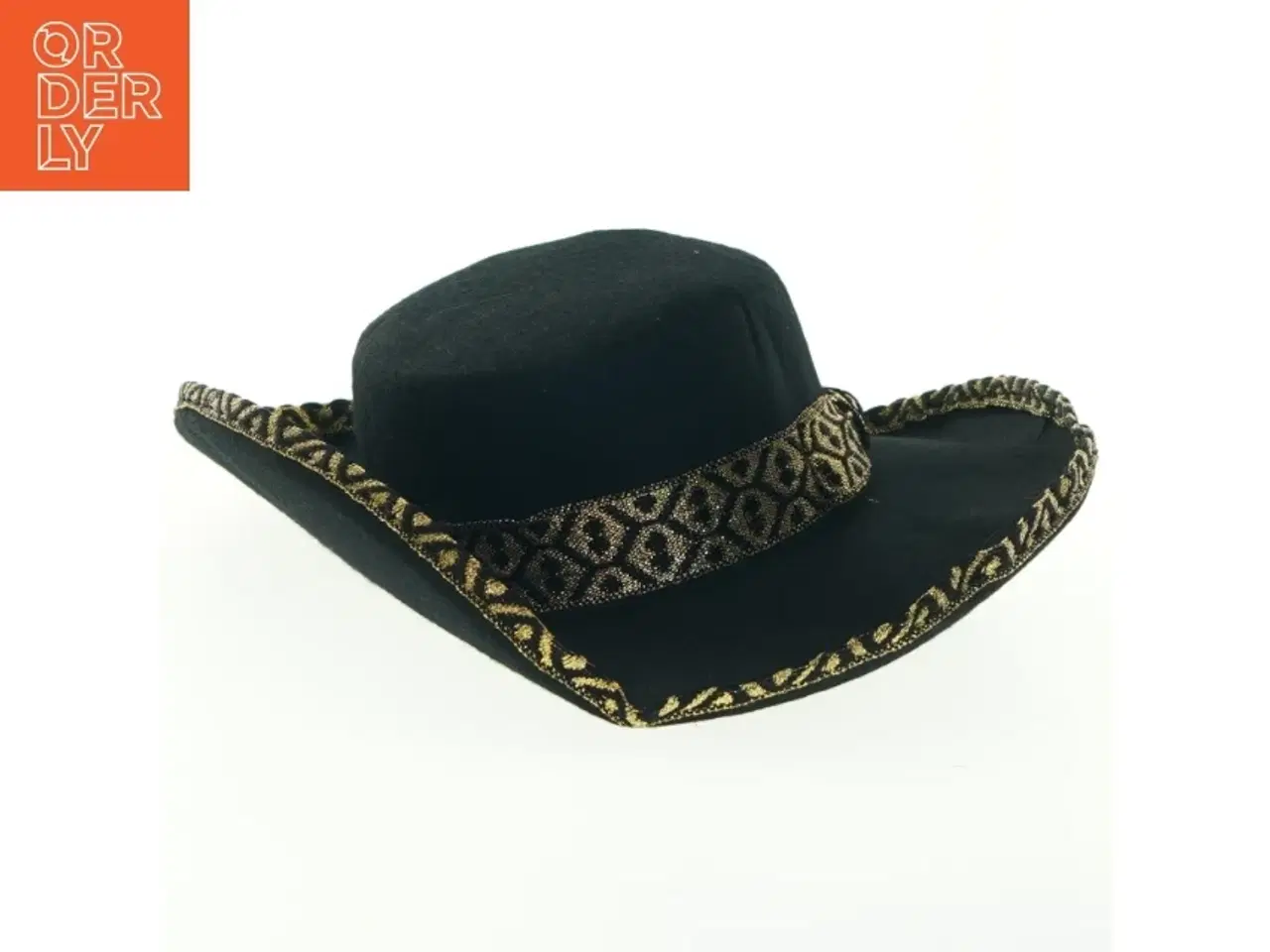 Billede 1 - Sort cowboyhat med guldbånd (str. Ø 40. cm)