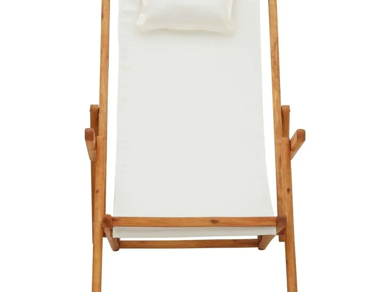 Billede 2 - Foldbar strandstol eukalyptustræ og stof cremefarvet