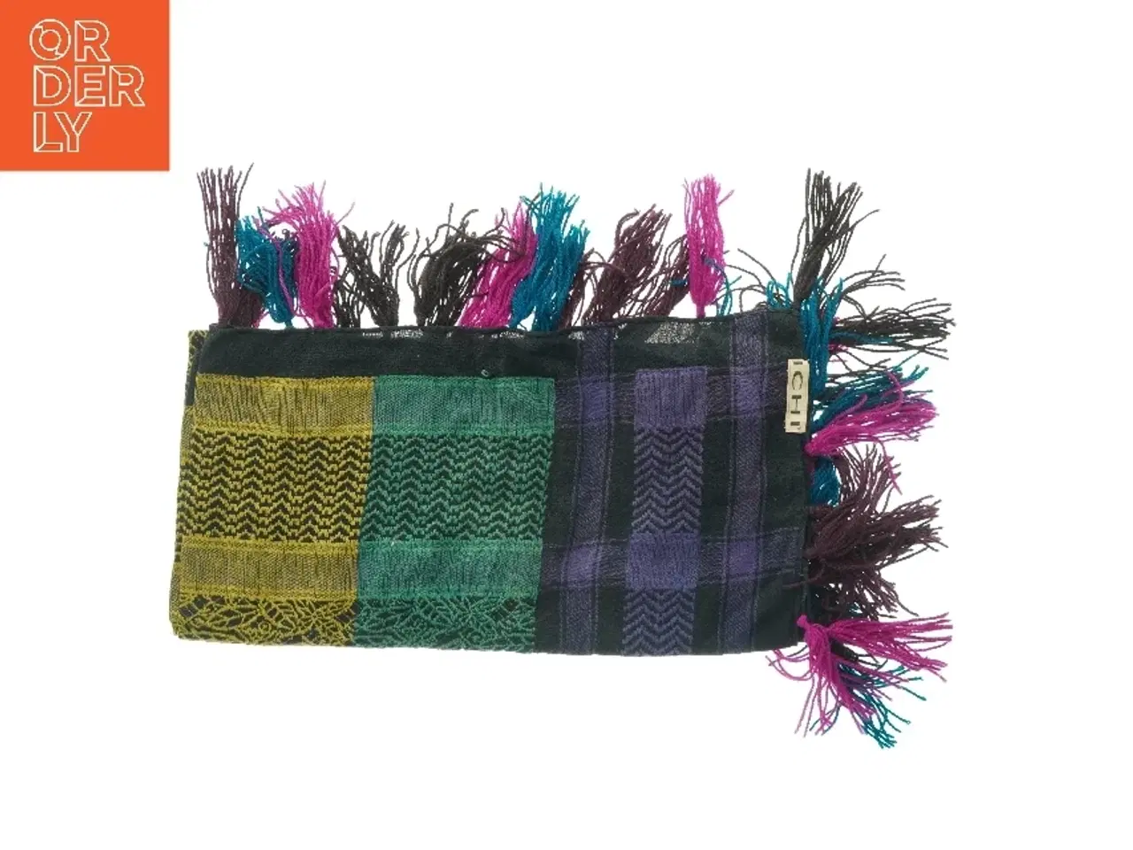 Billede 1 - Ternet tørklæde med frynser fra Ichi (str. 95 x 95 cm)