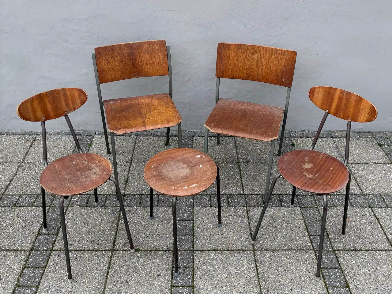 Billede 1 - 5 stole teak / metal fra 60-70’erne