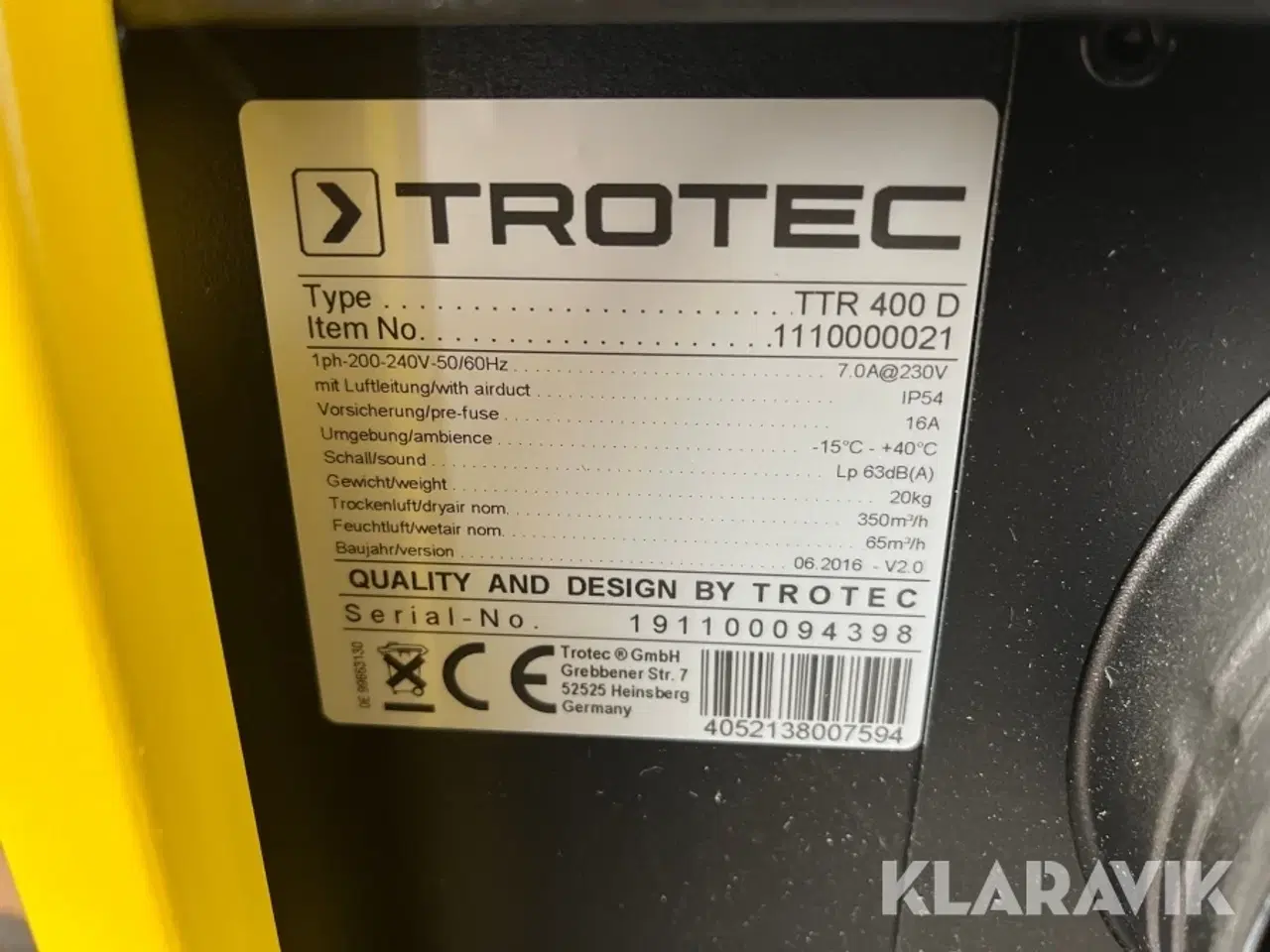 Billede 12 - Adsorptionsaffugter og klimaanlæg Trotec TTR 400 D og 2 styk truma R407C