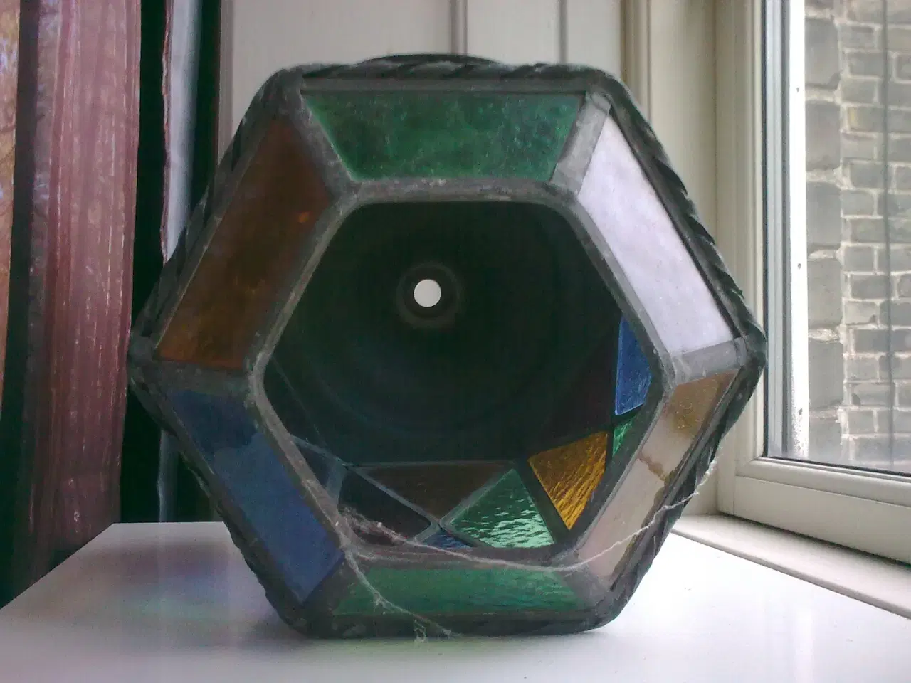 Billede 4 - Farvet glas VINTAGE lygtehus mosaik glas