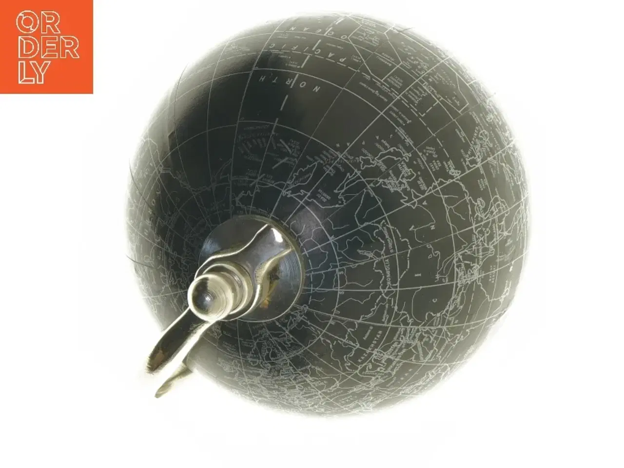 Billede 4 - Sort globe med sølvfod (str. 24x11,5 cm)