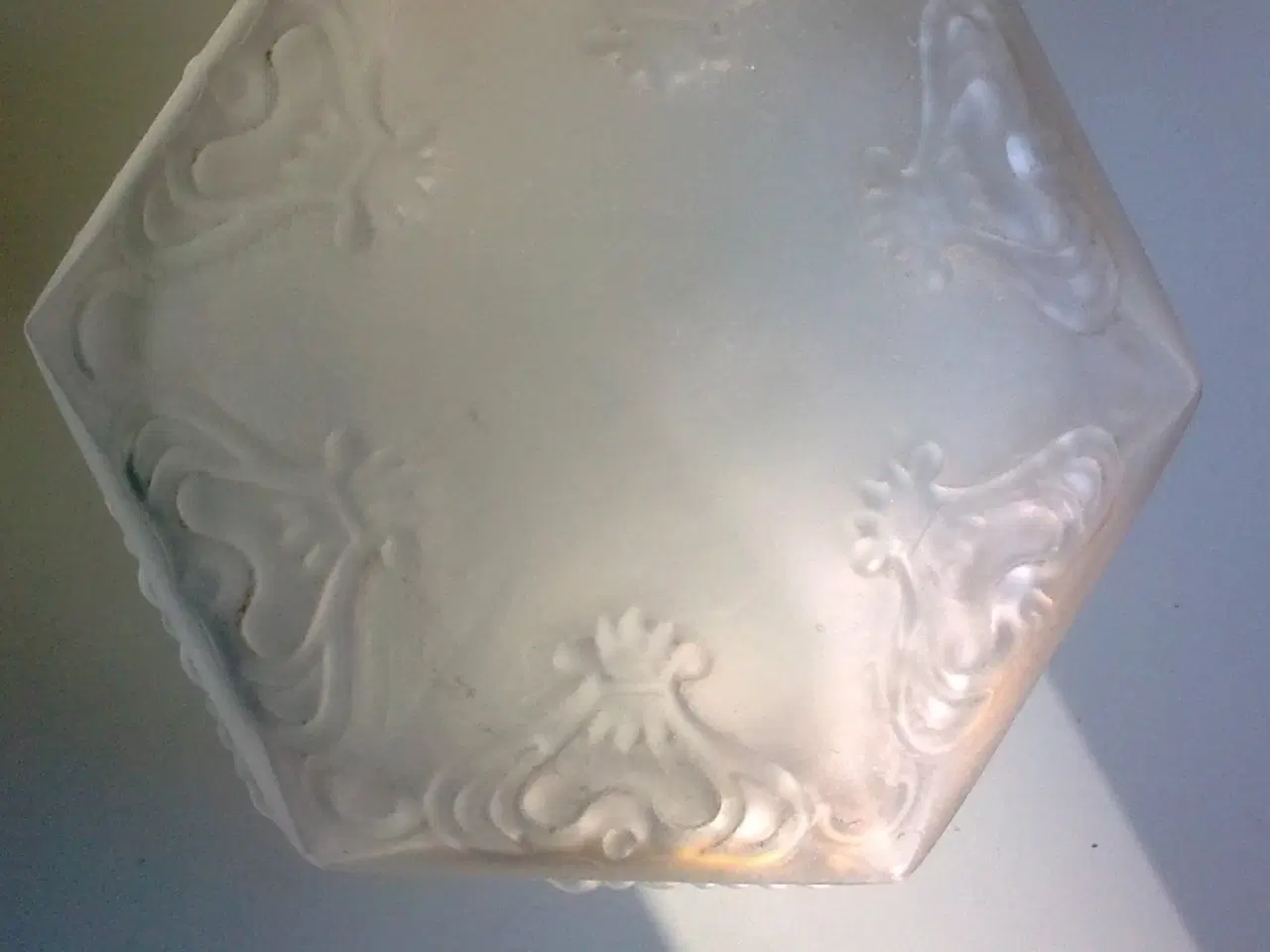 Billede 5 - Art Nouveau skrin i matteret glas 6-kantet