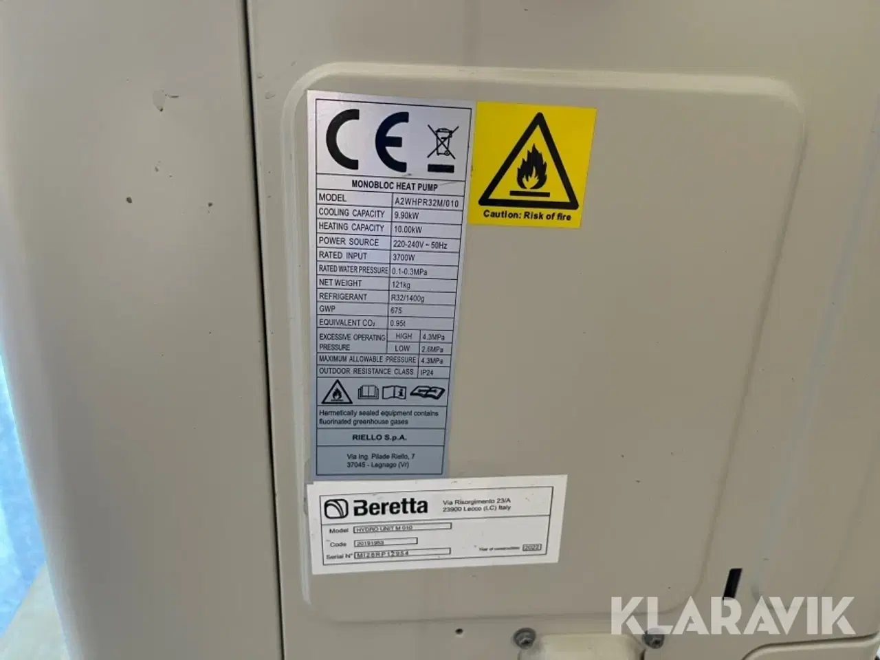 Billede 3 - Varmepumpe Beretta Hydro Unit M 010 - 10 kW