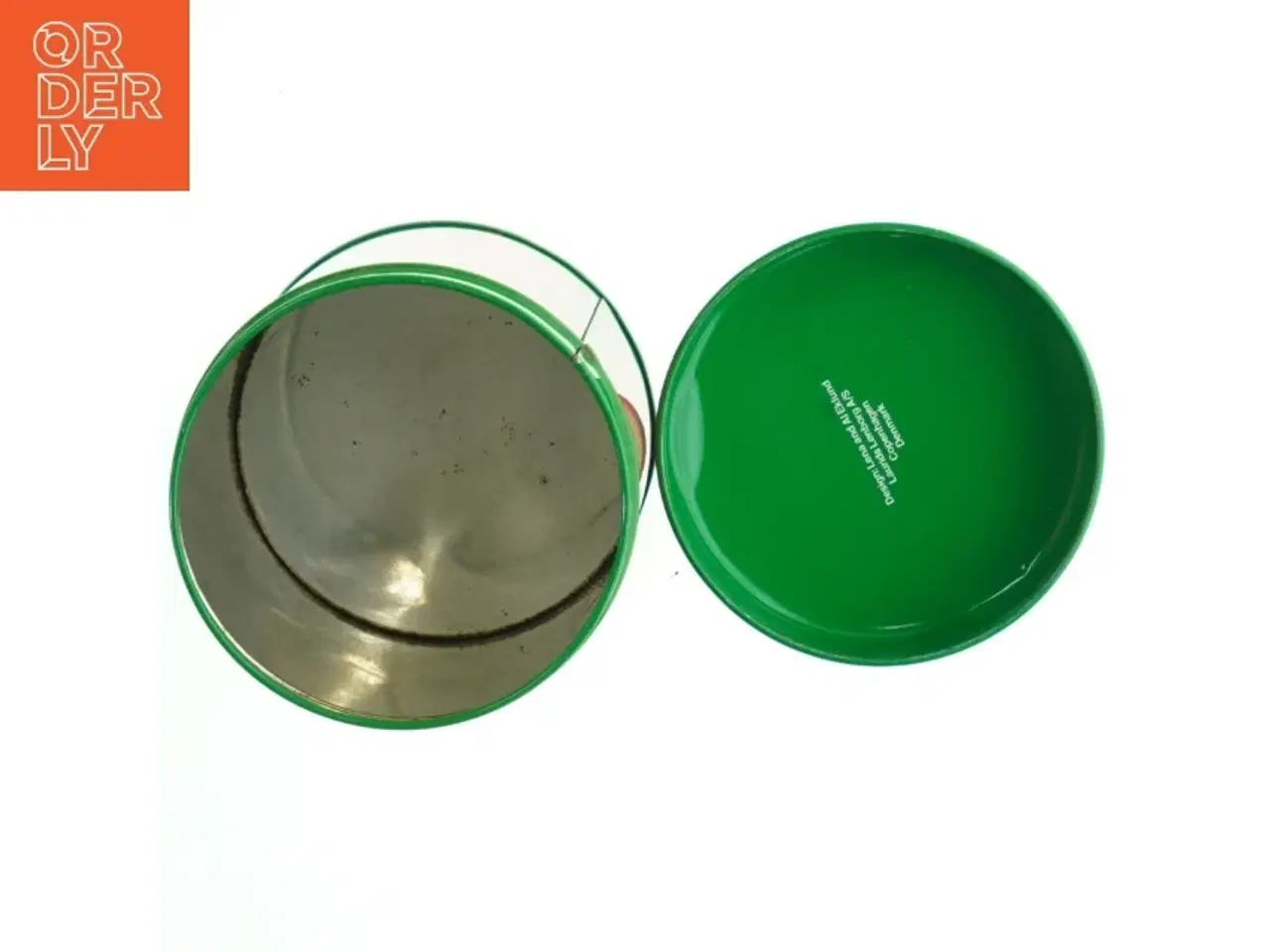 Billede 4 - Rund grøn dåse med hjertemotiv (str. 13 cm)