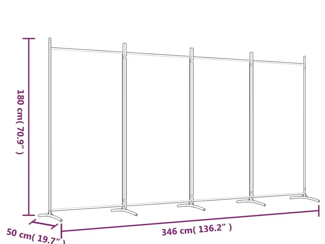 Billede 8 - 4-panels rumdeler 346x180 cm stof sort