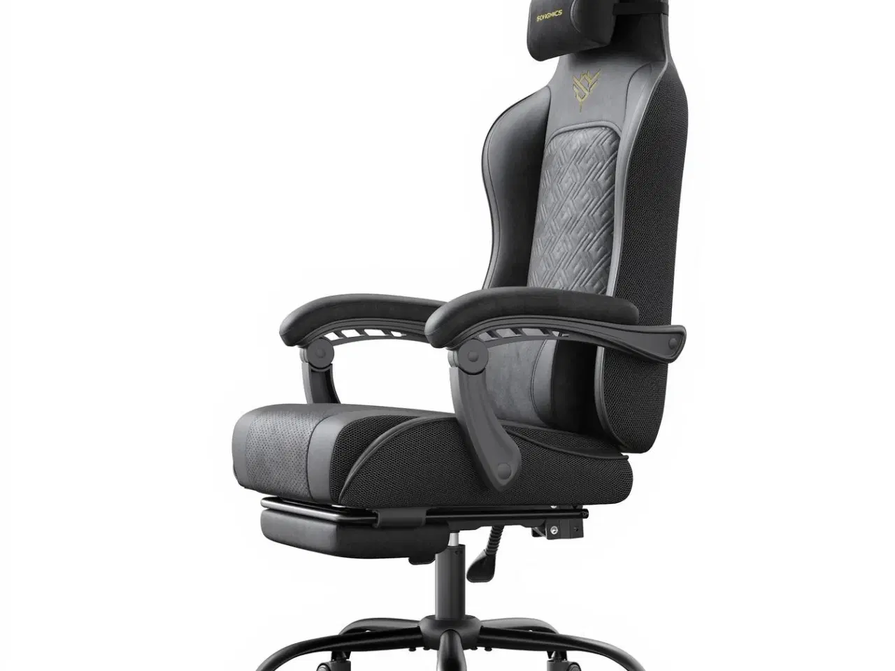 Billede 2 - Ergonomisk gamerstol med fodstøtte og fjedret sæde – ink black OBG079B01