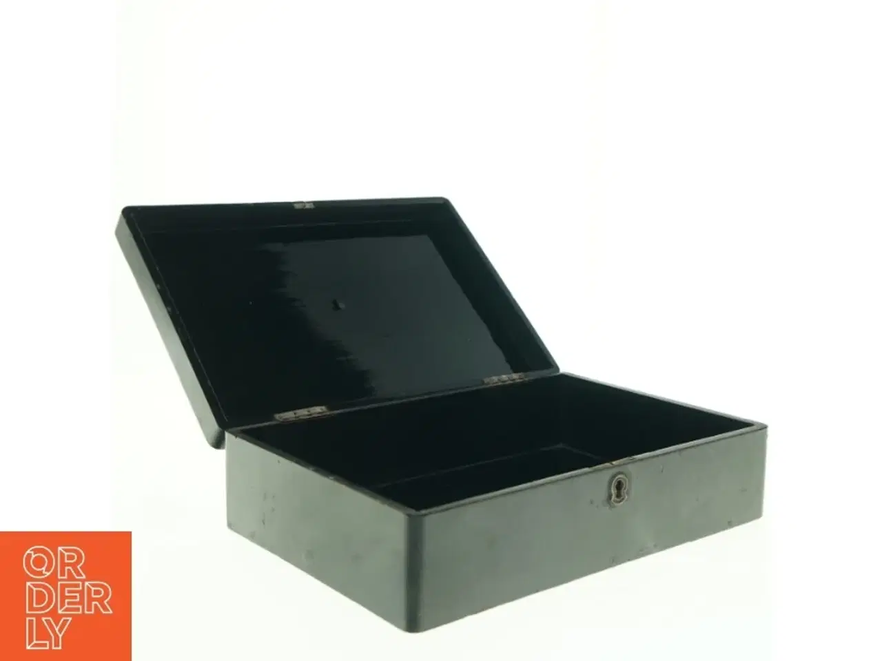Billede 5 - Antik sort dekoreret kinesisk lak trææske (str. 28 x 19 x 8,5 cm)