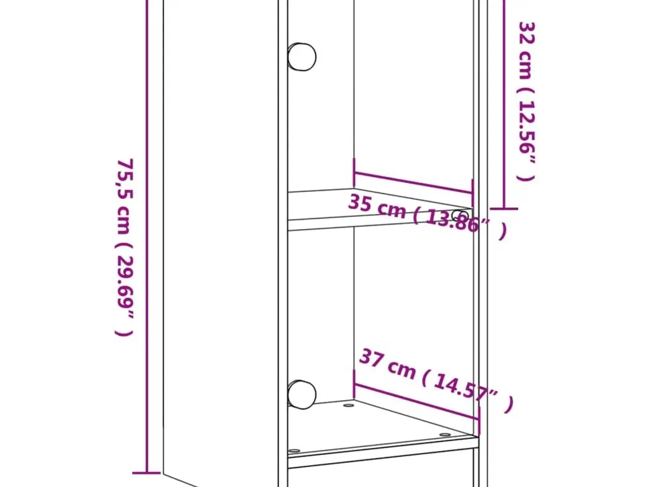 Billede 11 - Skab med glaslåger 35x37x75,5 cm sonoma-eg