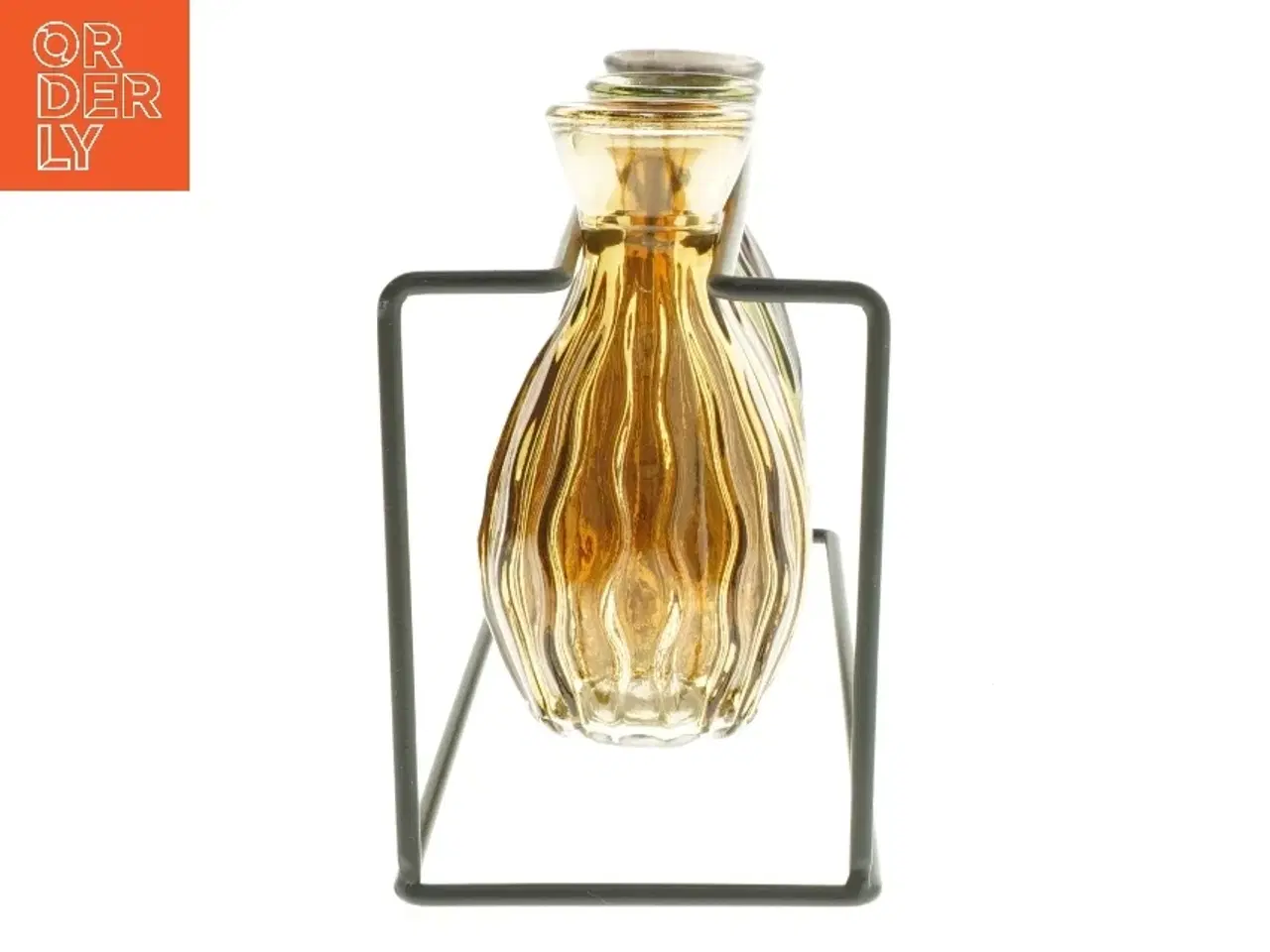 Billede 2 - Sæt med farvede glasvaser i stativ fra Det Gamle Apotek (str. 11x27x8 cm)