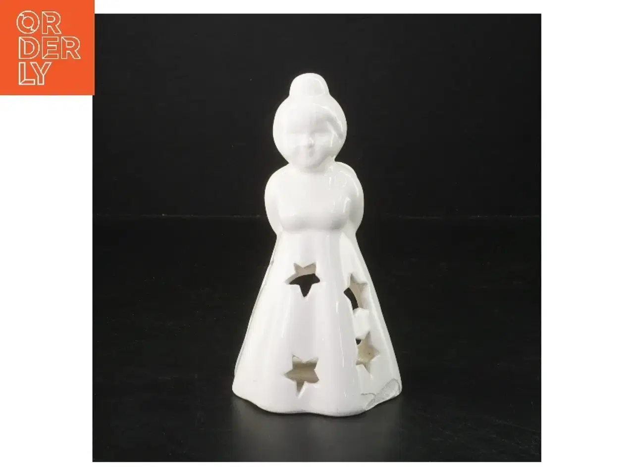 Billede 1 - Hvid keramisk engel lysestage (str. 17 cm)