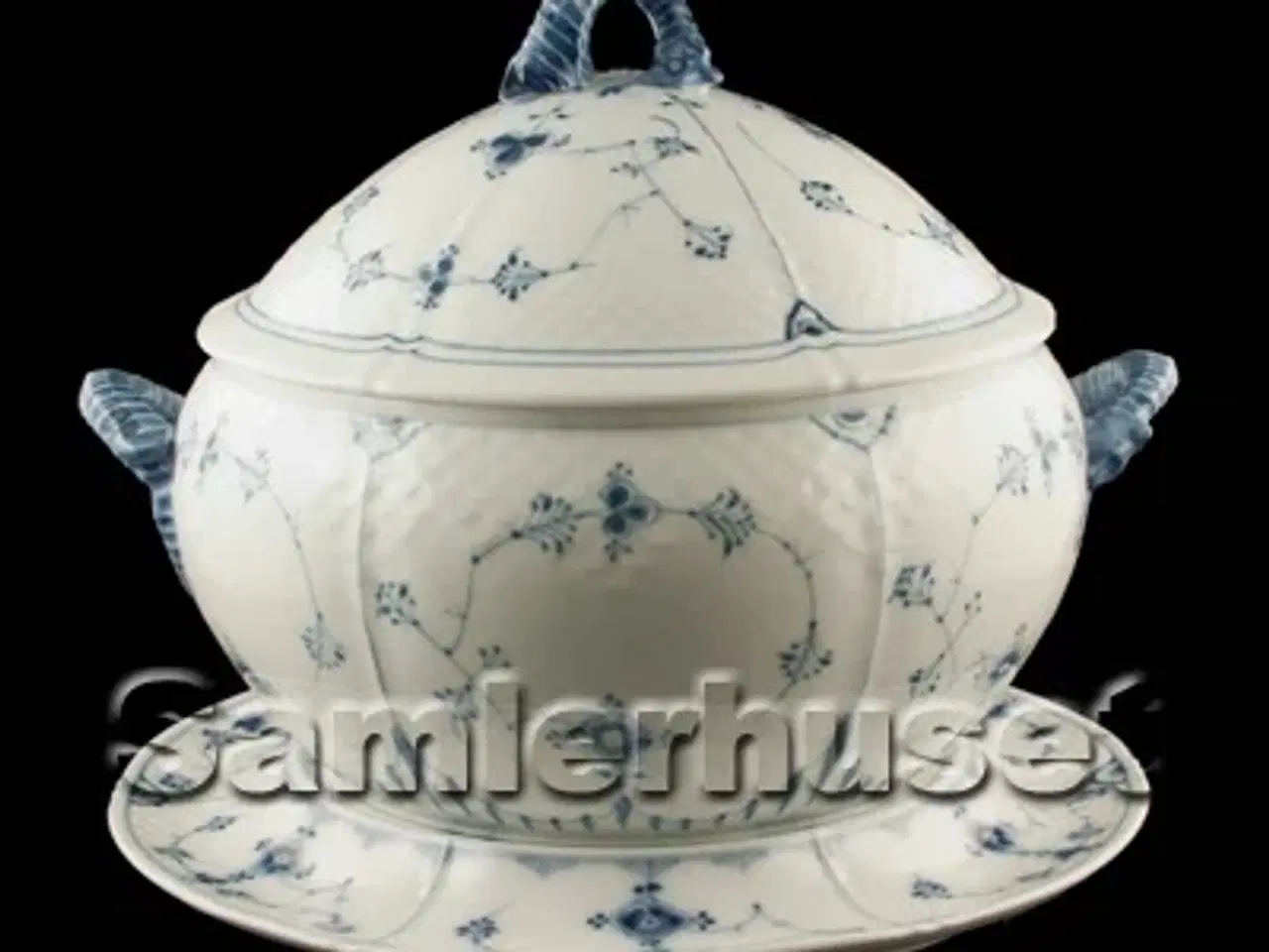 Billede 1 - Blåmalet Terrin med låg og underfad