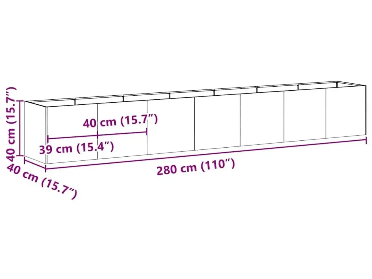 Billede 10 - Plantekasse rustfarvet 280x40x40 cm forvitringsstål
