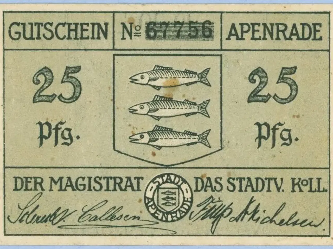 Billede 1 - Aabenraa. Nødpengesedler 1920