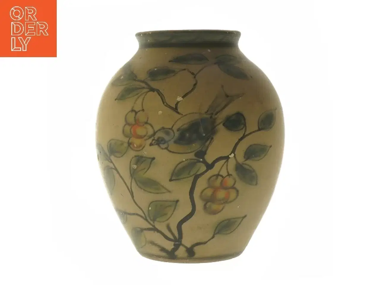 Billede 1 - Dekoreret keramikvase (str. 18,5 cm)