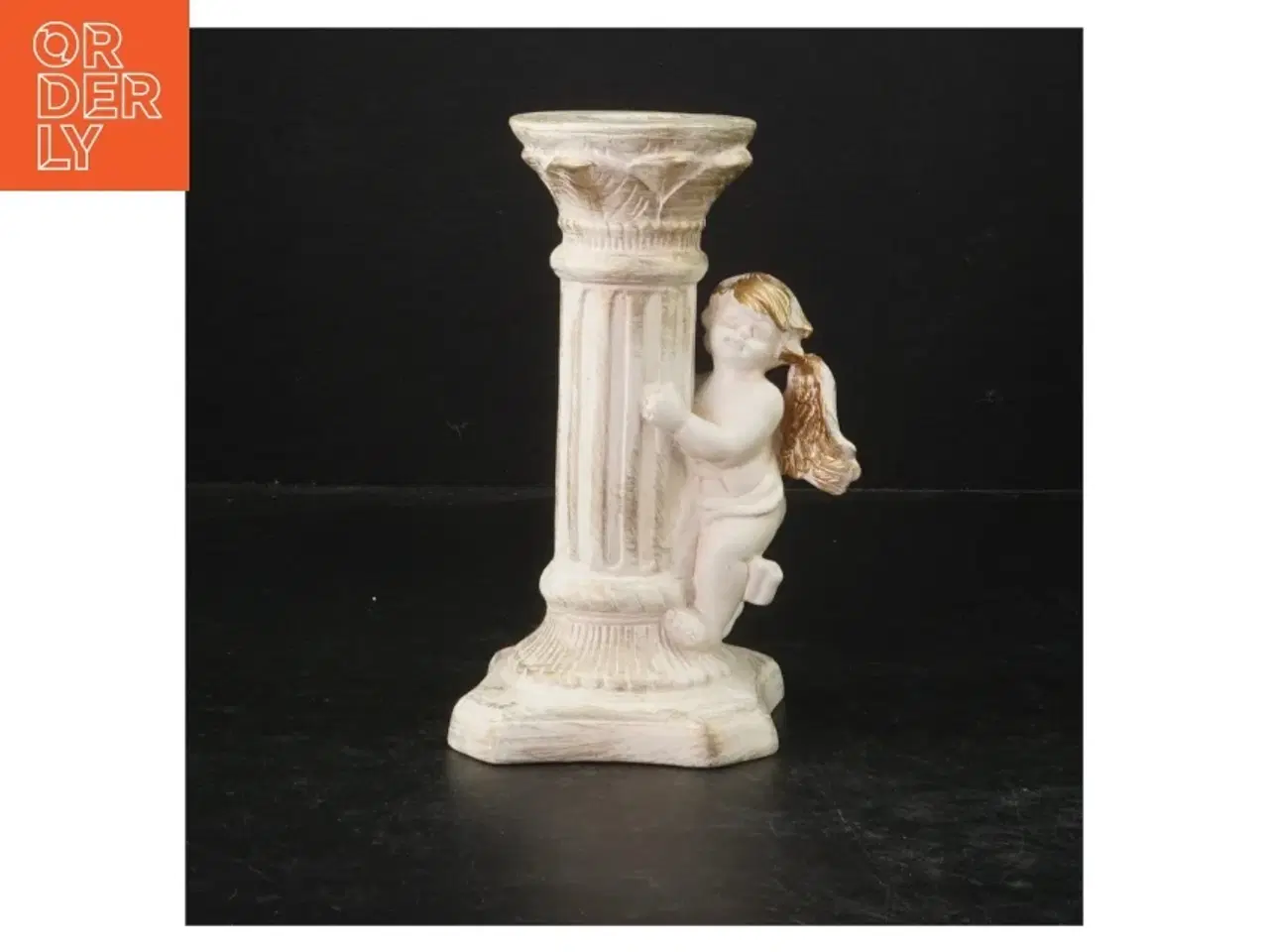 Billede 1 - Keramiklysestage med englemotiv (str. 16 cm)