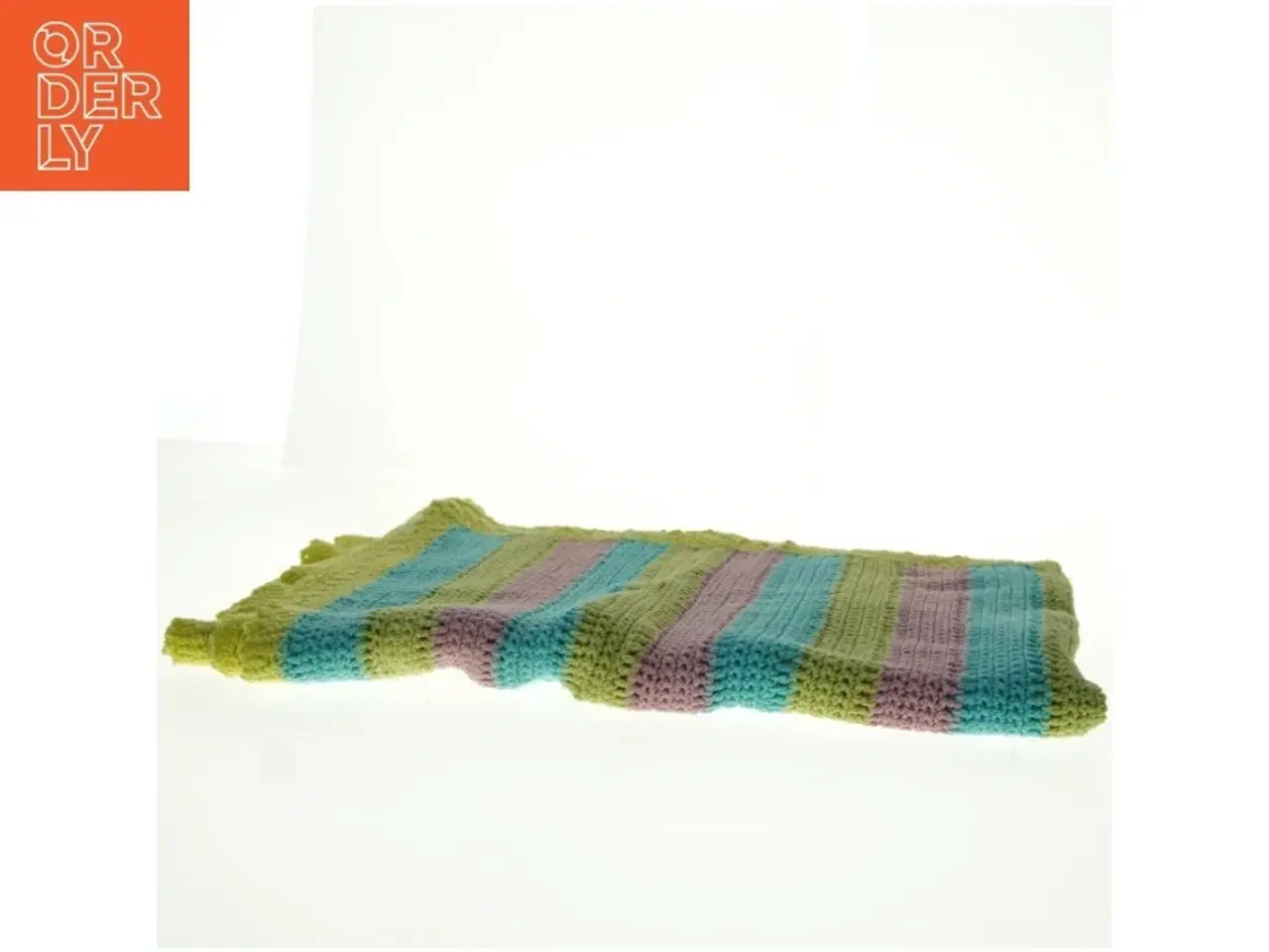 Billede 4 - Hæklet tæppe med farvestriber (str. 132 x, 105 cm)