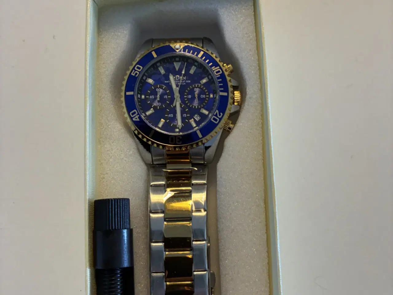 Billede 2 - BIDEN Herreur med kronograf og dato, Blå/Guld