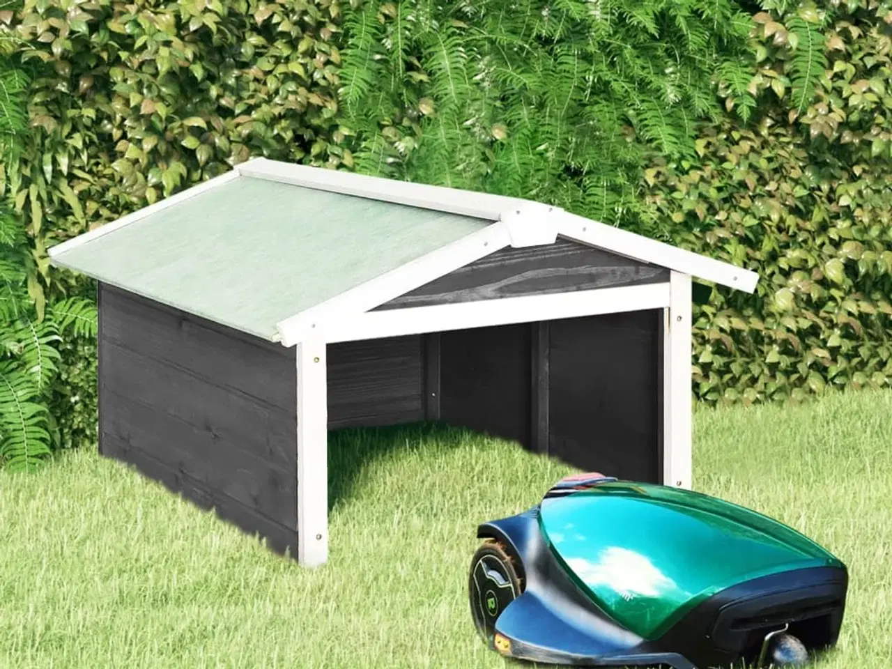 Billede 1 - Hus til robotplæneklipper 72x87x50 cm fyrretræ grå