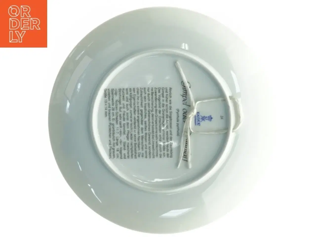 Billede 3 - Dekorativ porcelænstallerken med fuglemotiv fra Kaiser (str. Diameter 20 cm)