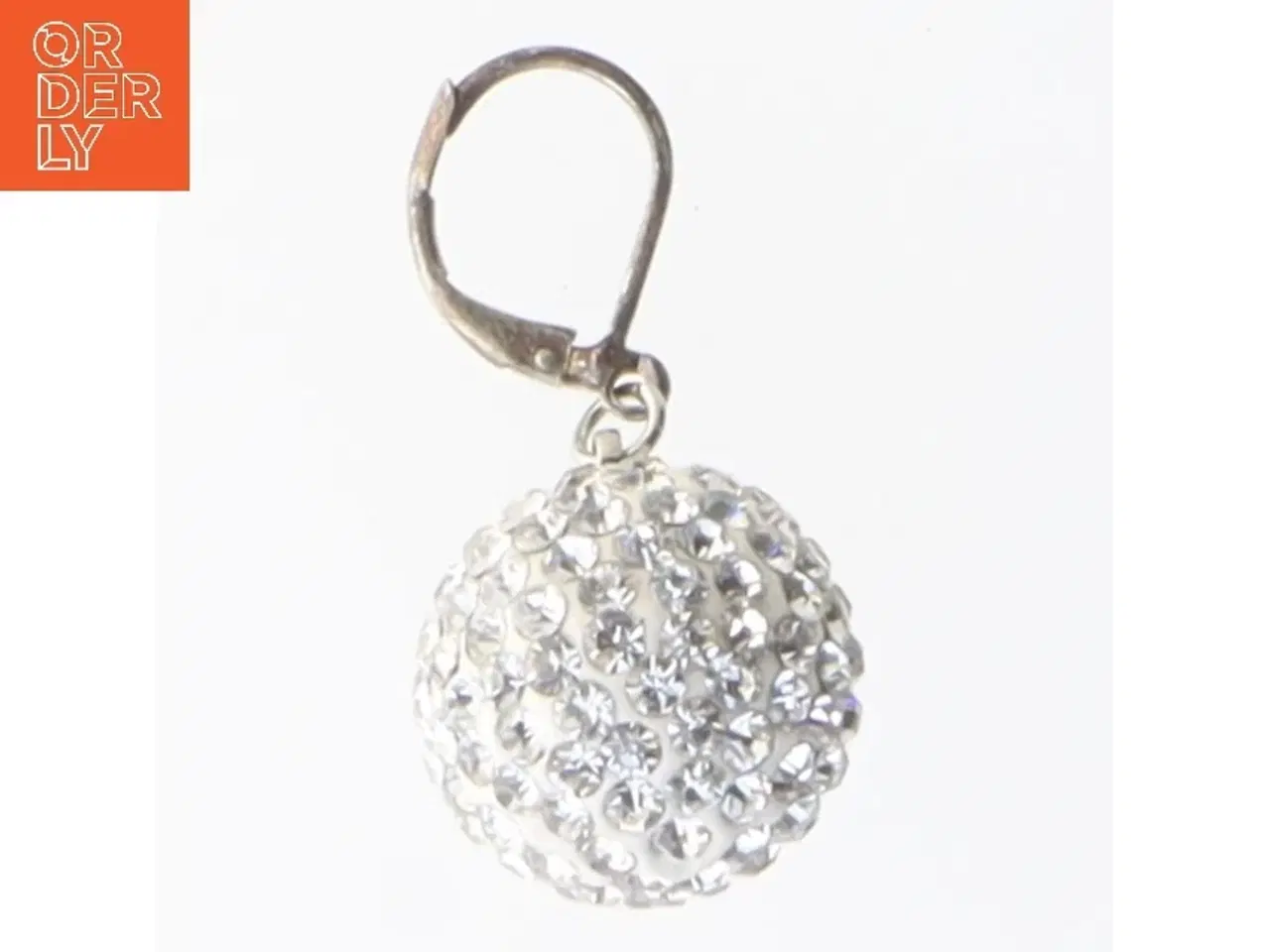 Billede 1 - Rund sølvørehænger med krystaller (str. Ø 2 cm)