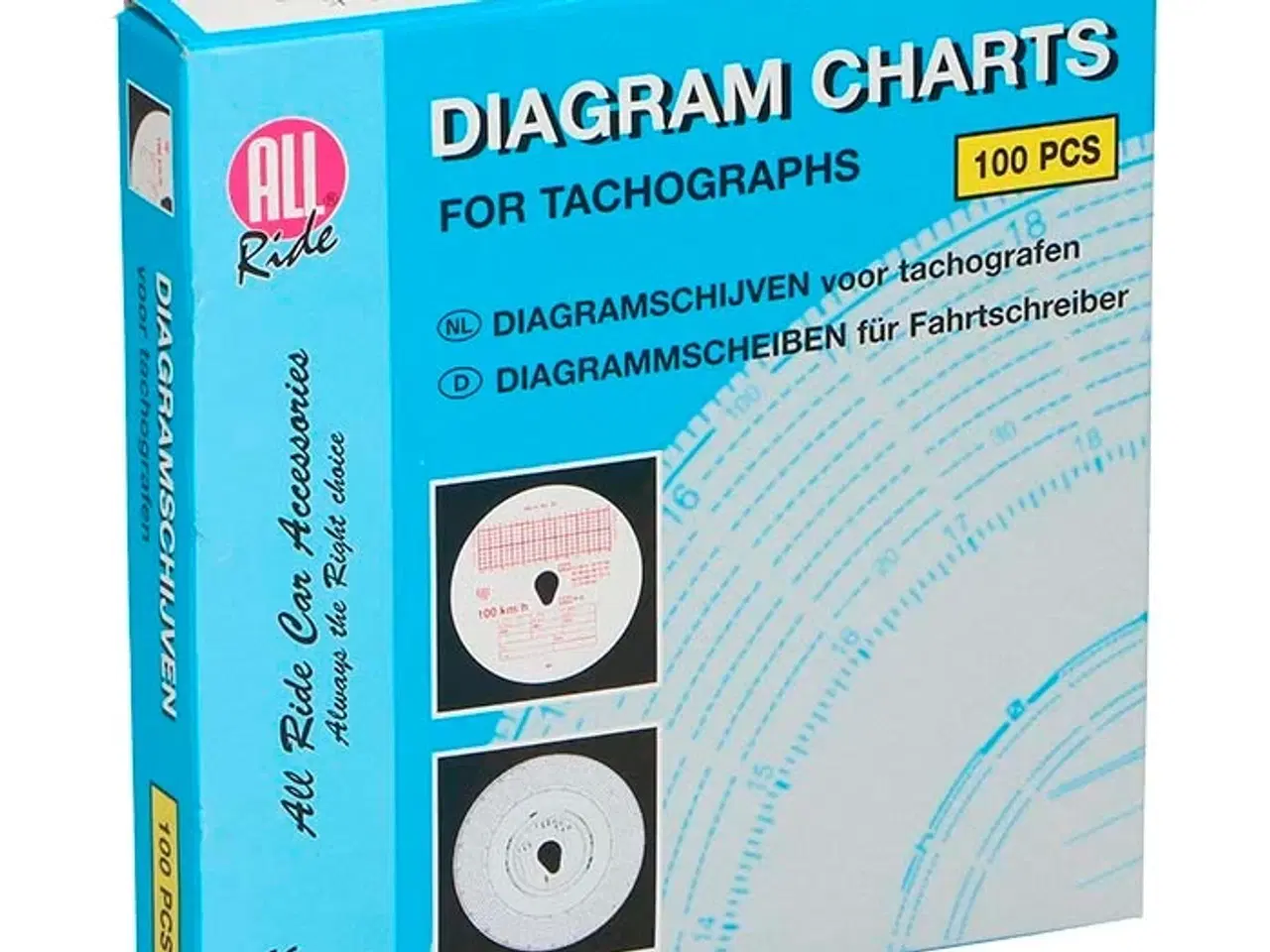 Billede 1 - Allride Analog fartskriverskiver, 100 stk,125 km/t