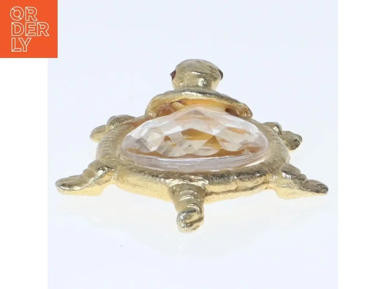 Billede 1 - Broche skildpadde med krystalglas (str. 6,5 cm)