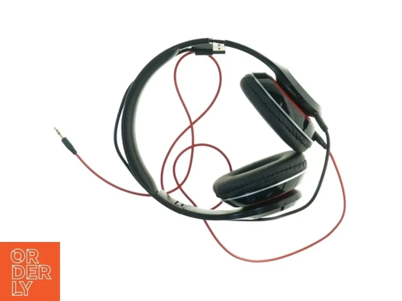 Billede 3 - Sorte hovedtelefoner med rødt kabel (str. 17 x 19 cm)