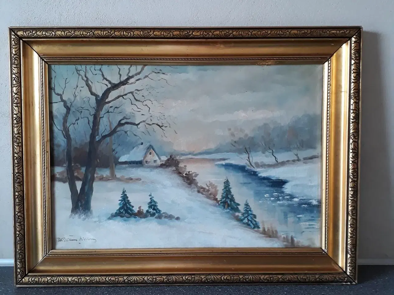 Billede 1 - olie maleri vinter .mål .cm B.79 H.59