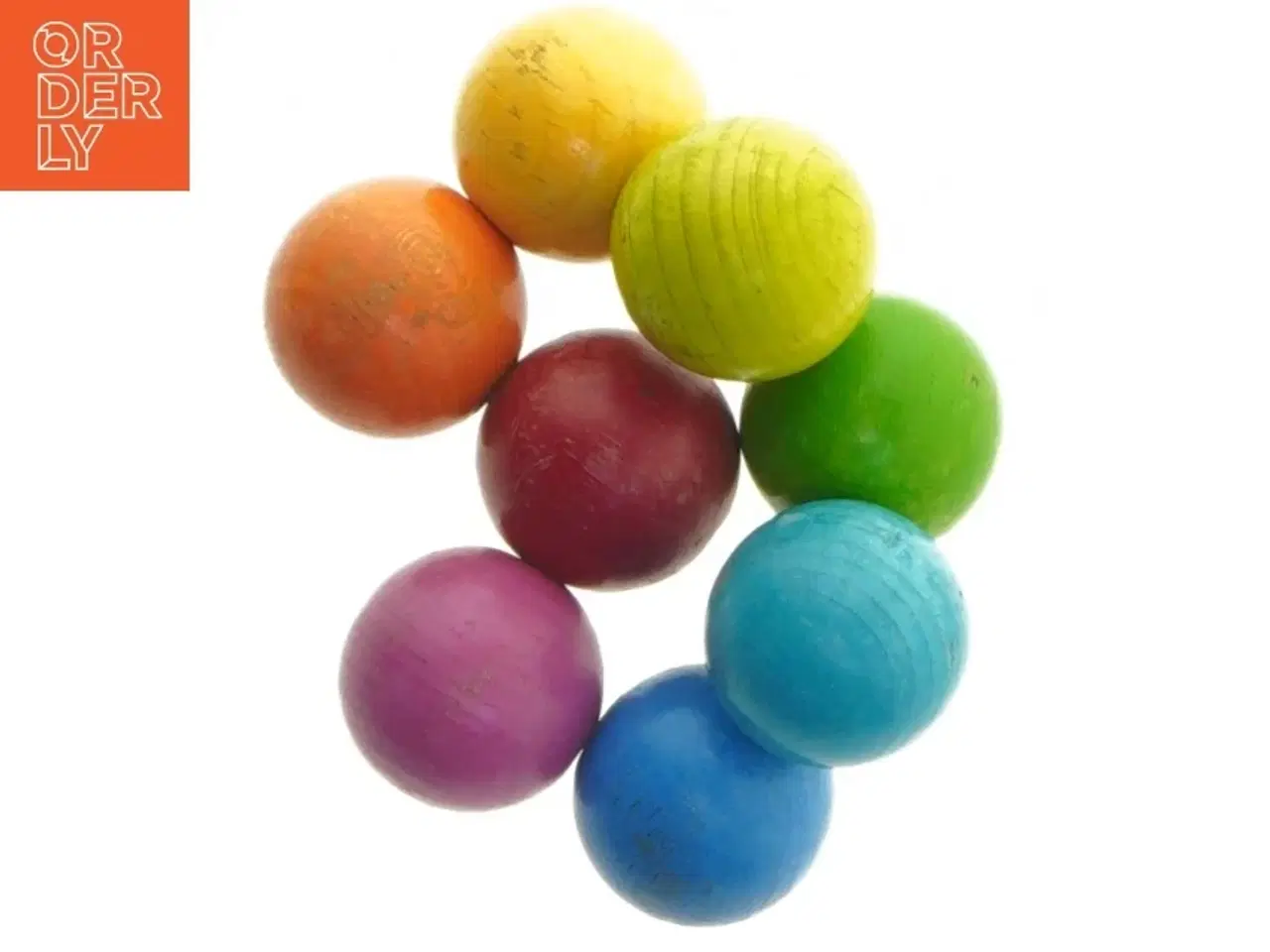 Billede 1 - Farverige kugler i træ (str. 11 cm)