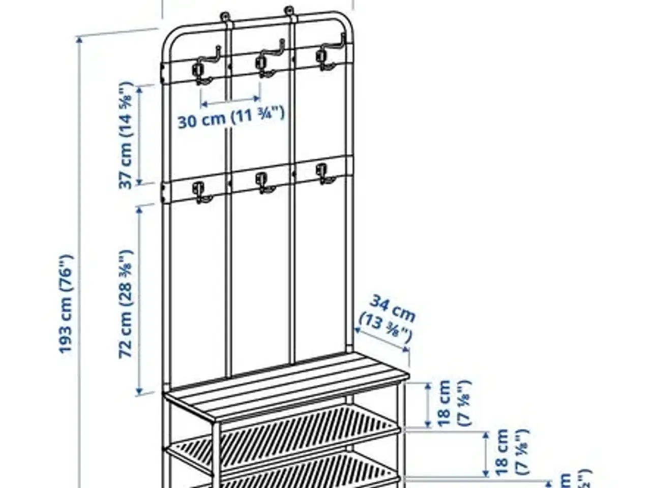 Billede 2 - Coat rack with shoe storage