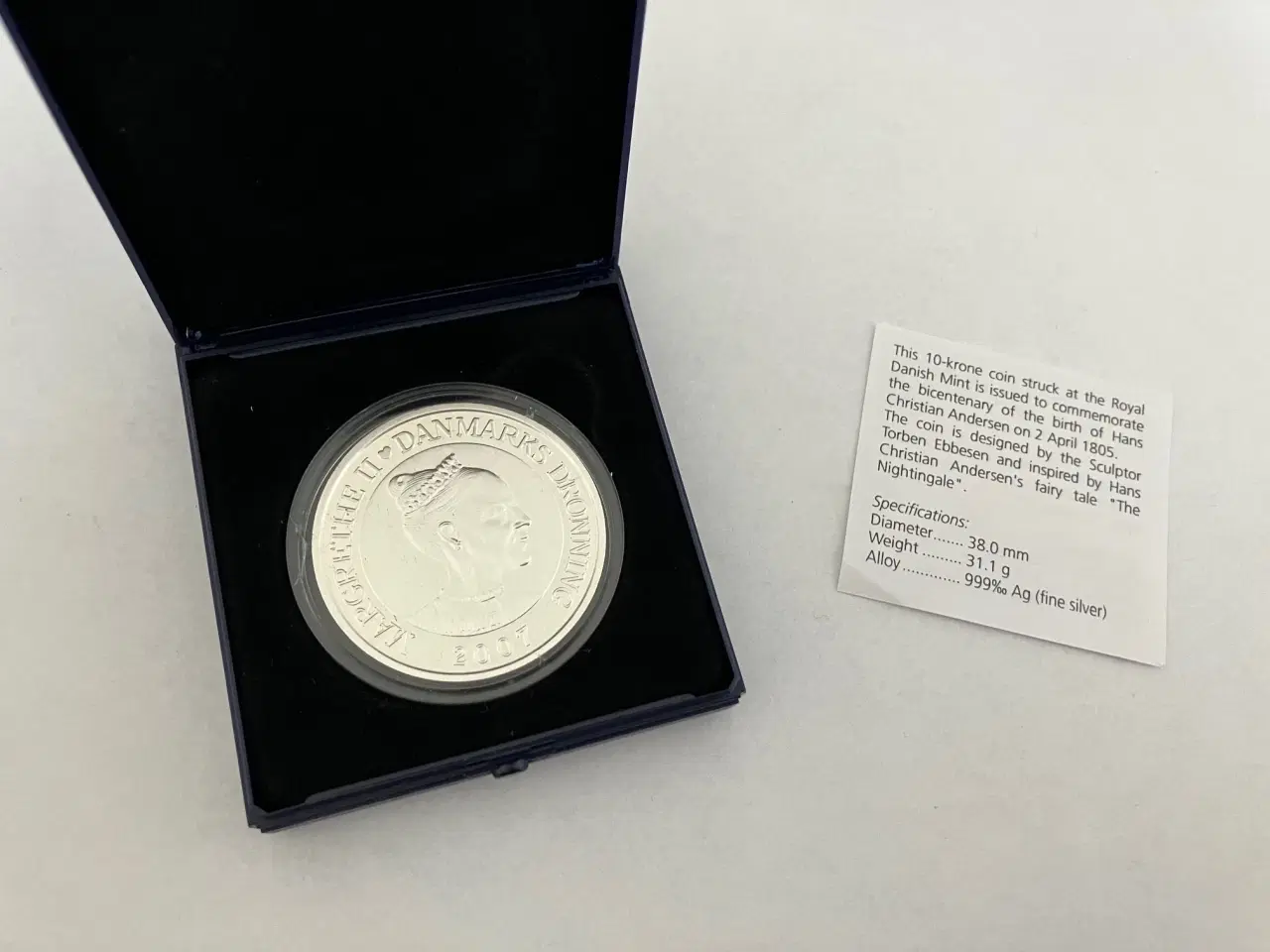 Billede 2 - 10 Kroner H.C Andersen - Nattergalen i .999 Sølv