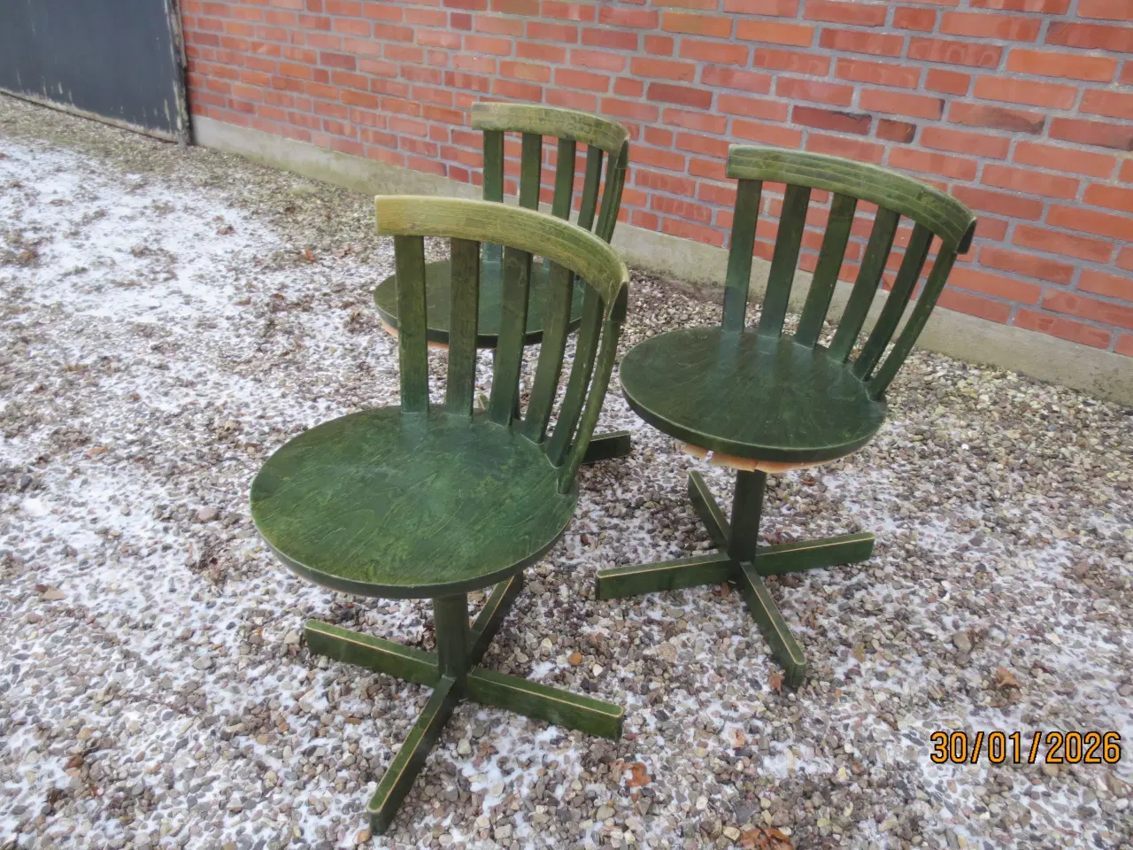 Billede 1 - 3 stk Runde Edsbyverk Drejestole Grønne