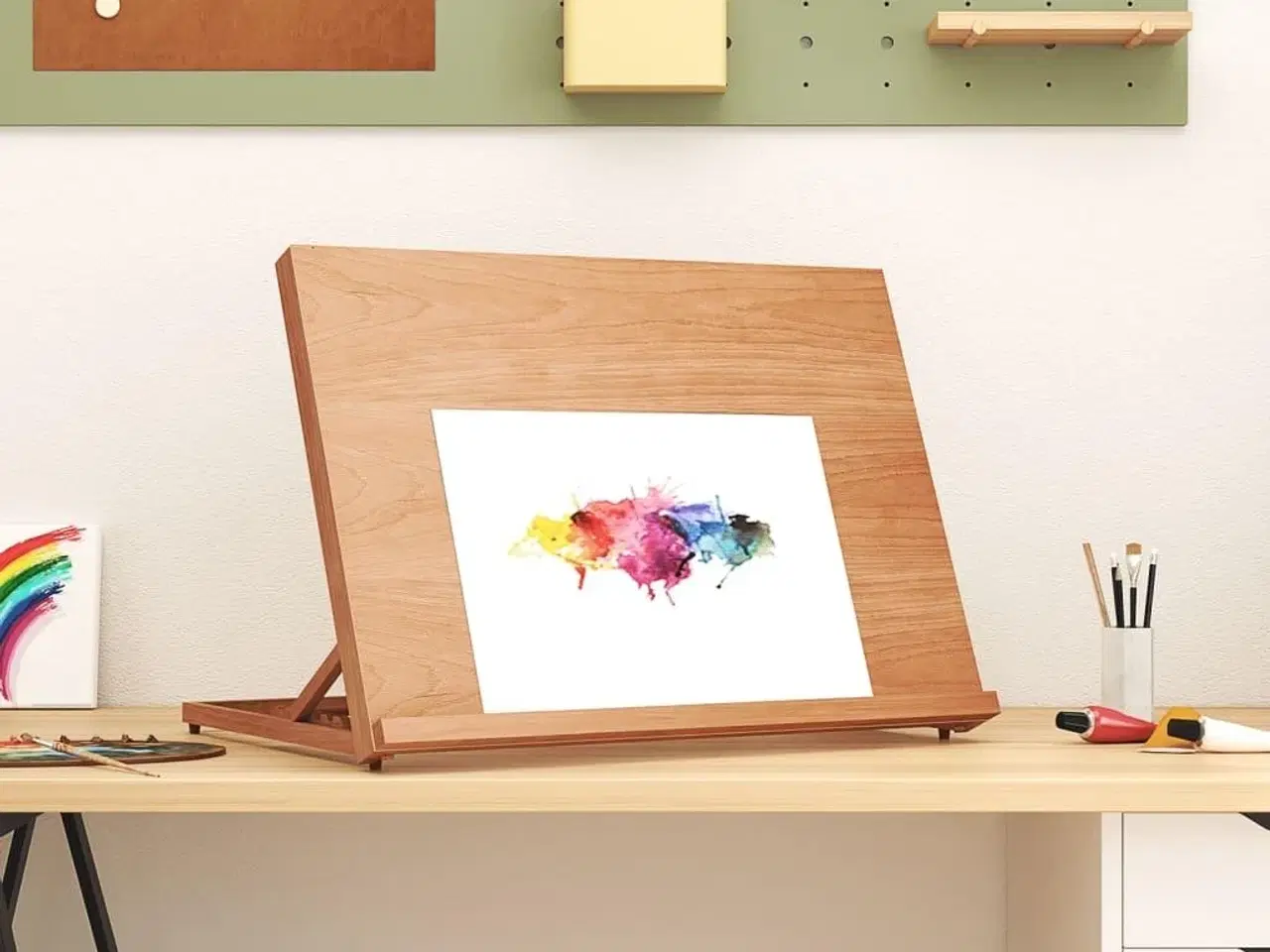 Billede 1 - Bordstaffeli 65x48x7 cm massivt bøgetræ