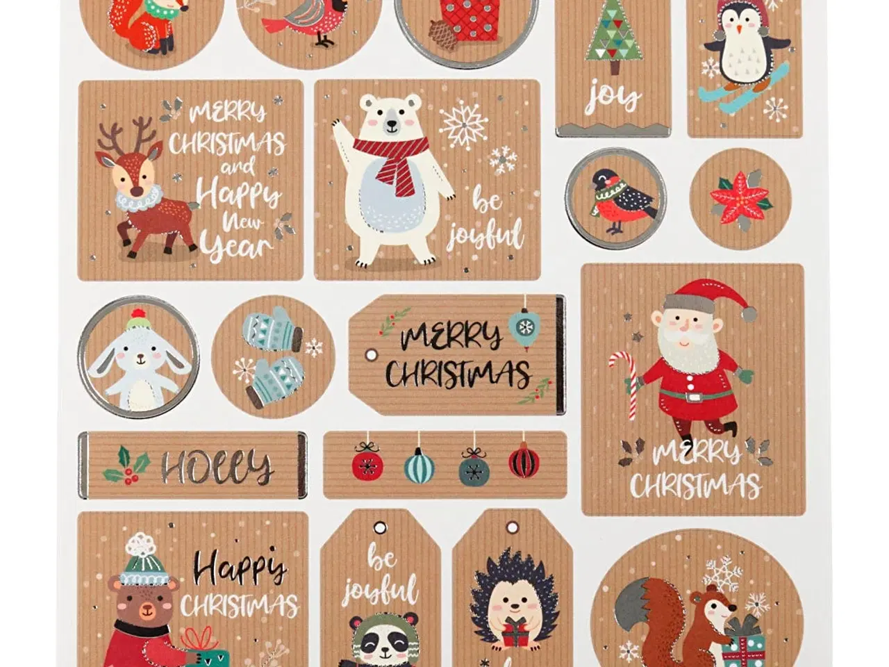Billede 1 - Selvklæbende Julemærkater med Foliedetaljer, 1 Ark