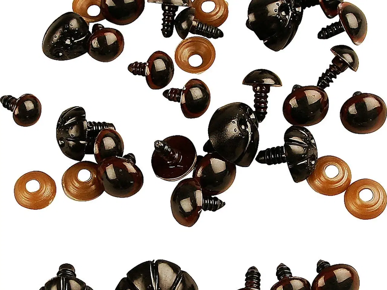 Billede 1 - Bamseøjne og Snuder - 12 Assorterede Dele i Plast