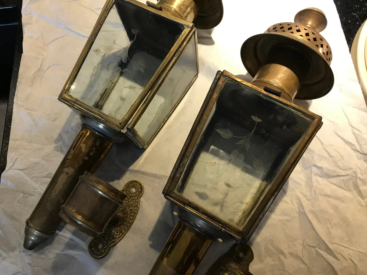 Billede 1 - 2 antikke messing lanterner