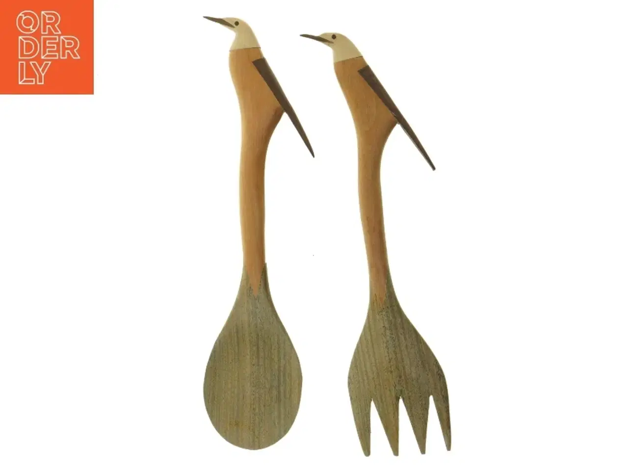 Billede 1 - Salatbestik i træ formet som fugle (str. 32 cm)