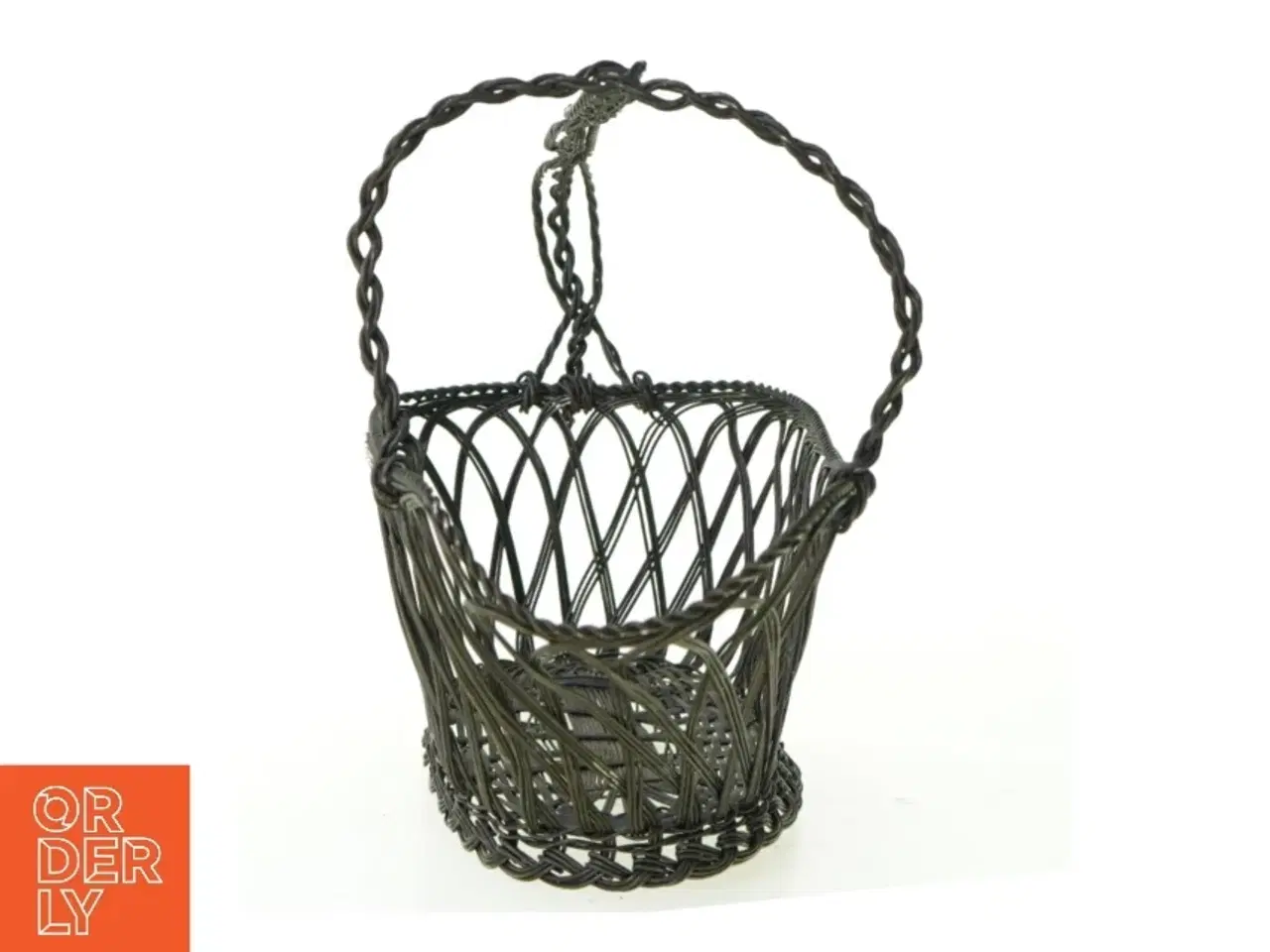 Billede 2 - Fil de fer Metal flet kurv vinholder (str. 25 x 11 x 8 cm)