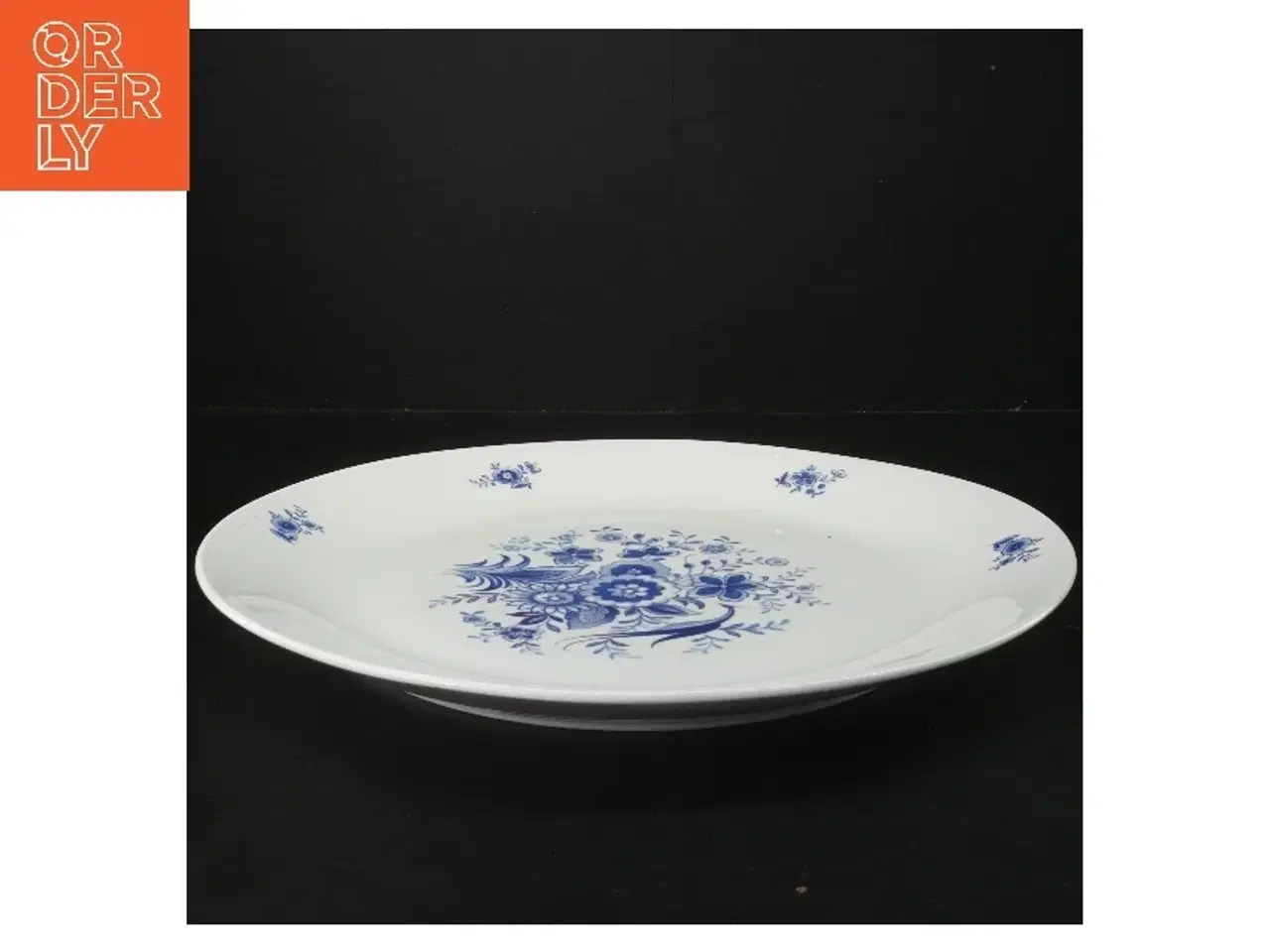 Billede 2 - Porcelænsfad med blåt mønster (str. Ø 33,5 cm)