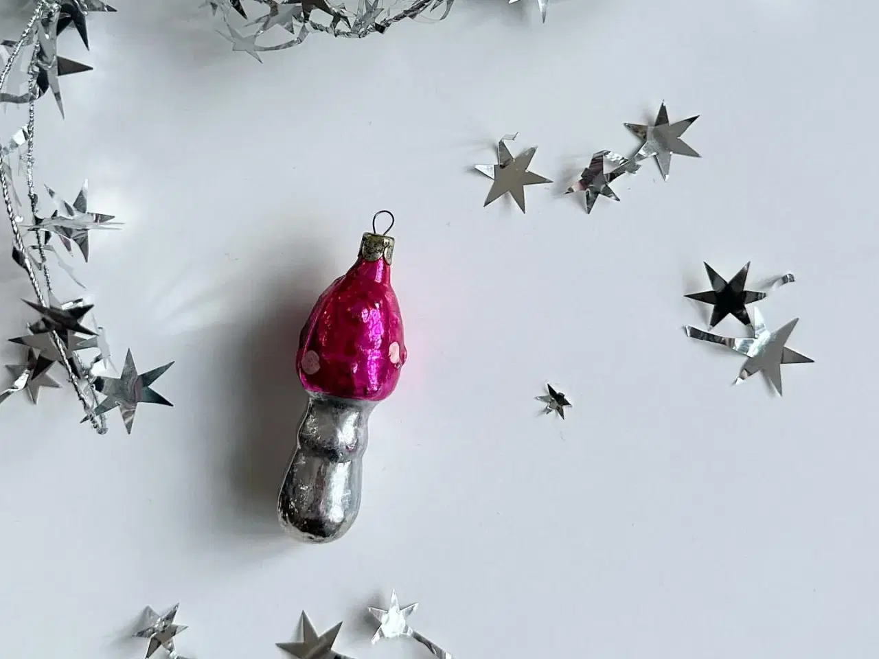 Billede 1 - Vintage julekugle, grafisk svamp, pink