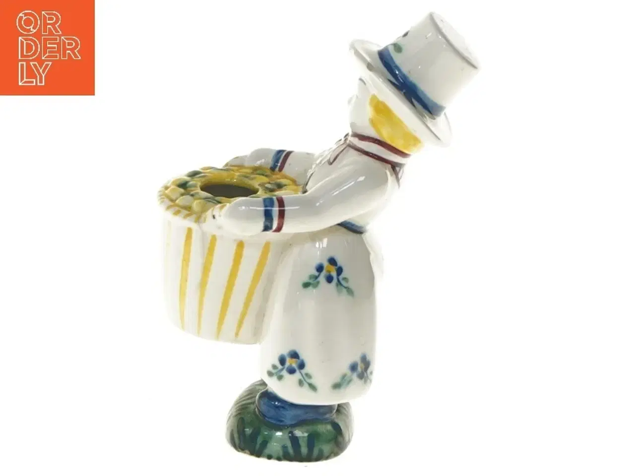 Billede 3 - Keramisk figur med blomsterdekoration (str. 15 cm)